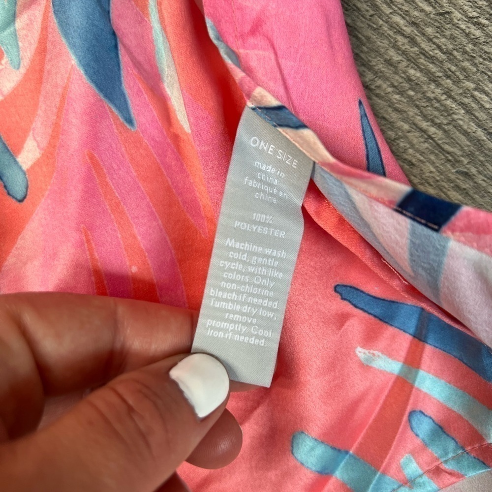 Nordstrom NWT Print Ruana Kimono Duster Swim Cover Up One Size Coral Summer - Picture 10 of 11